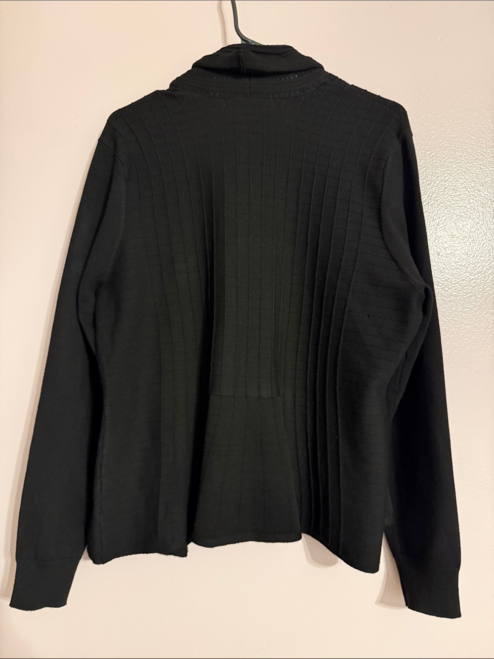 Black Ribbed Open-Front Cardigan - Picture 2 of 3
